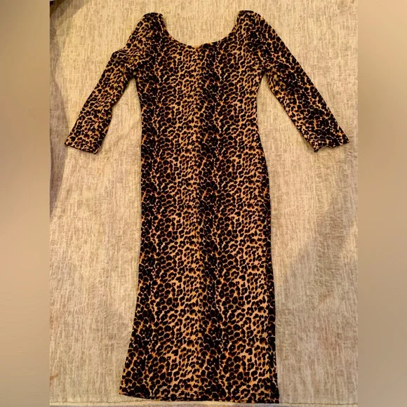 Body Central | Dresses | Animal Print Dress Womens M Body Central Casual  Comfort Stretch Long New | Poshmark